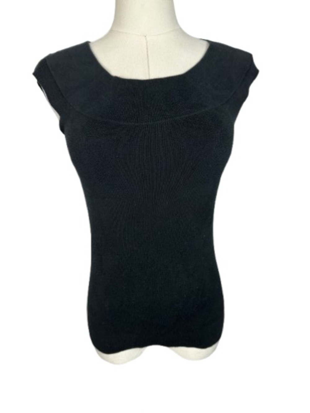 Banana Republic Black Cap-Sleeve Scoop Neck Knit Top